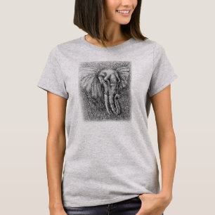 Camiseta Elefante que tira a arte animal preto e branco