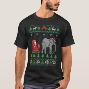 Camiseta Elefante Reindeer Santas Sleigh Elephant Ugly Chri