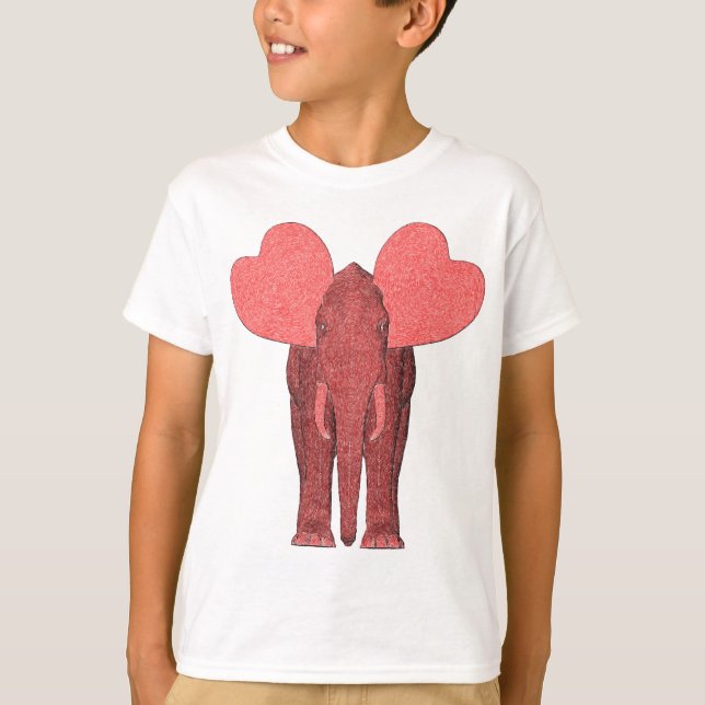 Camiseta Elefante Rosa Romântico (Frente)