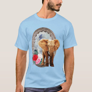 Camiseta Elefante, Rosas E Quadro