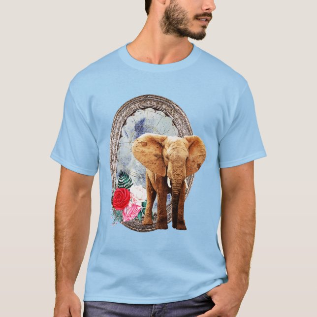 Camiseta Elefante, Rosas E Quadro (Frente)