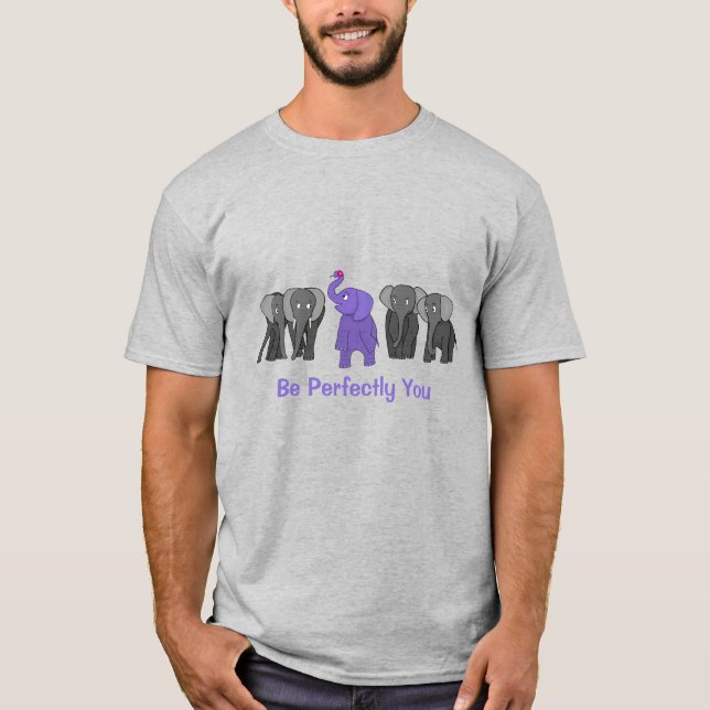 Camiseta Elefante Roxo "Seja Perfeitamente Você" (Frente)