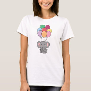 Camiseta Elefante Sobe Com Balões Coloridos