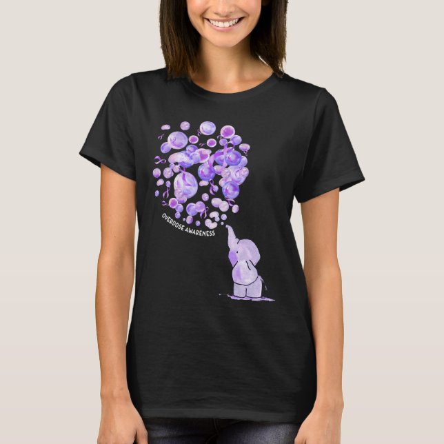 Camiseta Elefante soprando balões roxos overdose com conhec (Frente)
