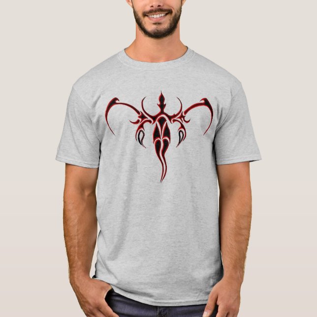 Camiseta Elefante - Tatuagem Tribal - vermelha e preta (Frente)