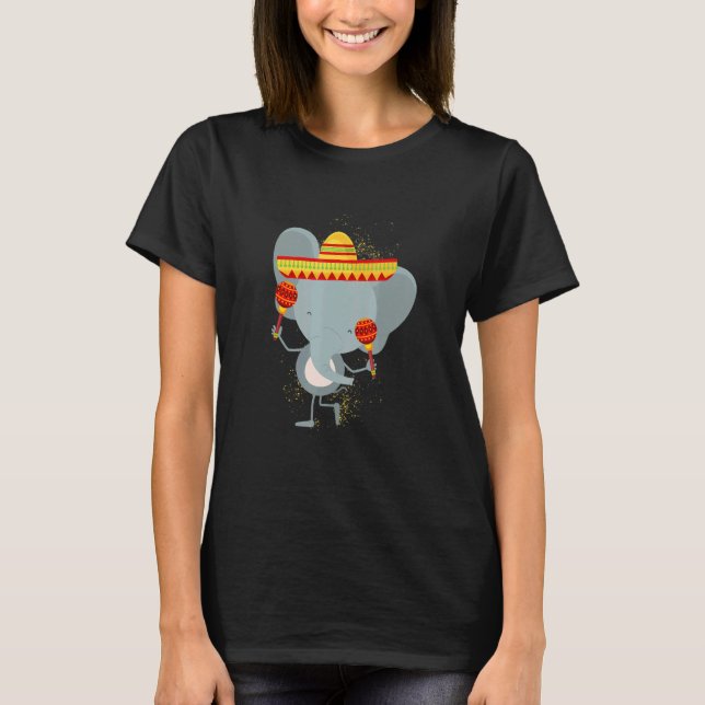Camiseta Elefante Tocando Maracas Música Latina Mexicana So (Frente)
