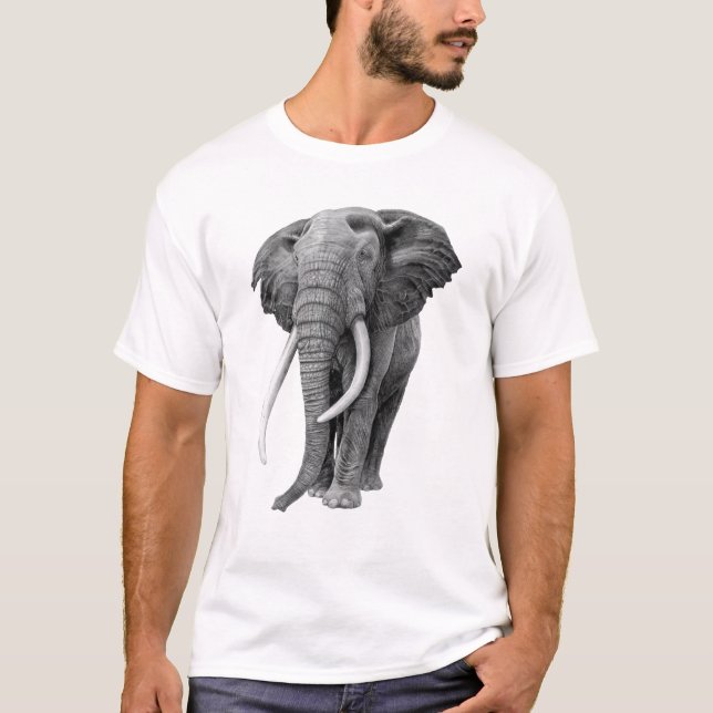 Camiseta Elefante-touro - Desenho a lápis (Frente)