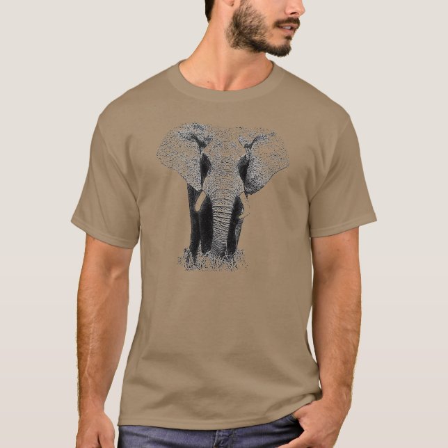 Camiseta Elefante - Trabalho de arte animal (Frente)