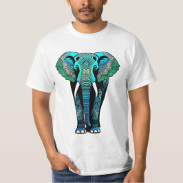 Camiseta Elefante Tribal Colorido - Vida Selvagem Artística