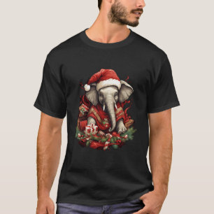 Camiseta Elefante Vestido Para Sentar De Natal Na Presa