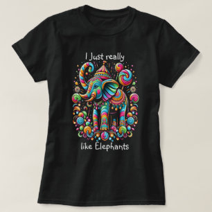 Camiseta Elefante Vibrante Usando um Chapéu Caprichoso