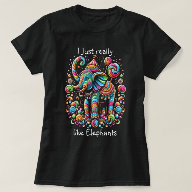 Camiseta Elefante vibrante Vestindo um chapéu branco (Frente do Design)