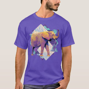 Camiseta Elefante Vintage Em Formas Geométricas