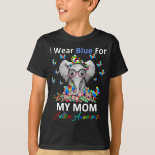 Camiseta Elefante Visto Azul Para Minha Mãe Consciência Aut