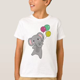 Camiseta Elefante Voa Com Balões Doentes Animais Doce