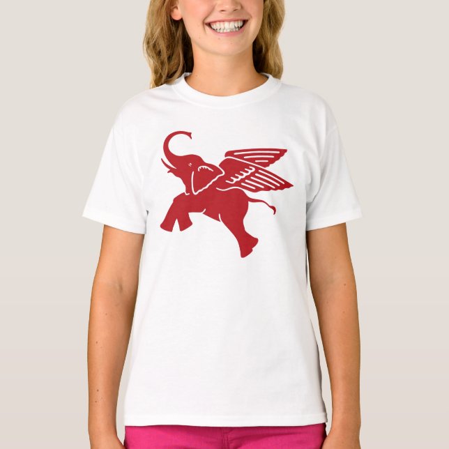 Camiseta Elefante voado vermelho (Frente)