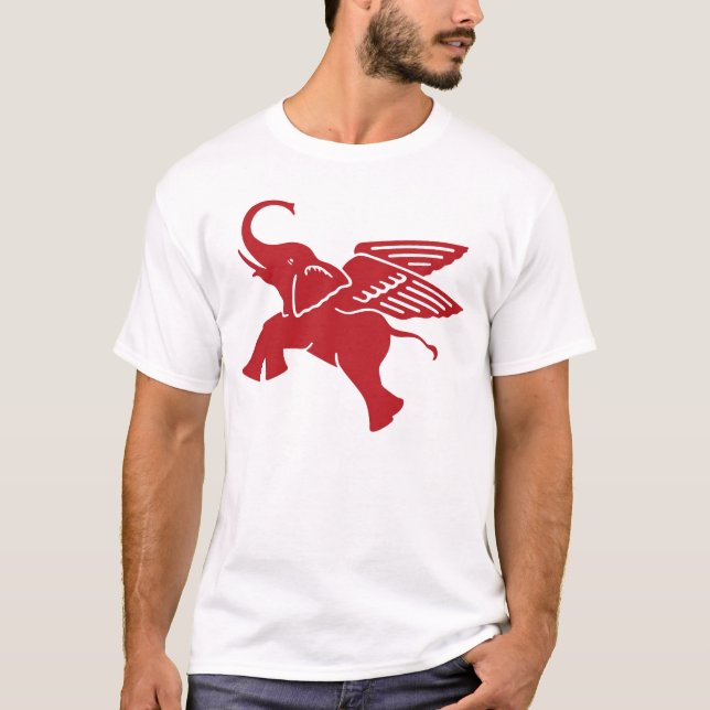 Camiseta Elefante voado vermelho (Frente)