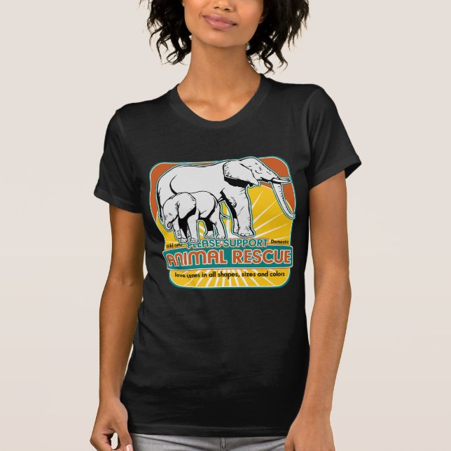 Camiseta Elefantes animais do salvamento (Frente)