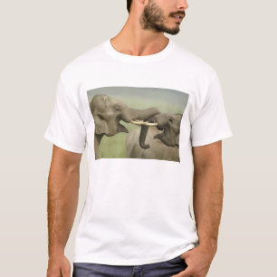 Camiseta Elefantes asiáticos indianos jogam lutando