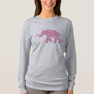 Camiseta elefantes compo de corações cor-de-rosa pequenos