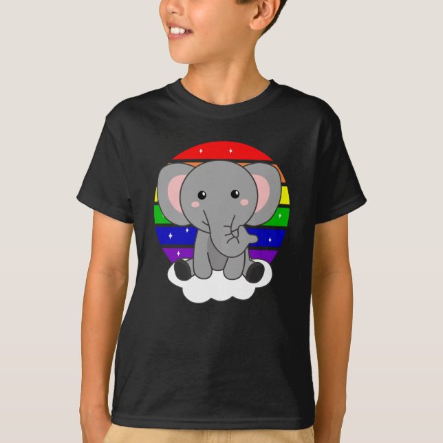 Camiseta Elefantes Coxos De Elefante Arco-Íris Para Criança (Frente)