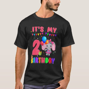 Camiseta Elefantes de segundo aniversário de 2 anos Meninas