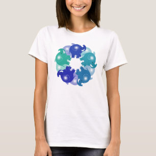 CAMISETA ELEFANTES DO BEBÊ AZUIS