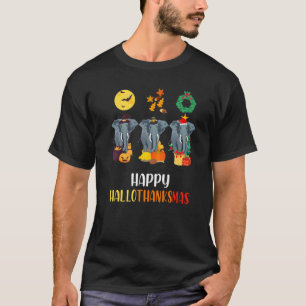 Camiseta Elefantes Feliz Hallothanksmas Bezerro Dia das Bru