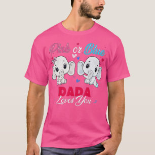 Camiseta Elefantes Rosa ou Azul Dada ama você Chá de fralda