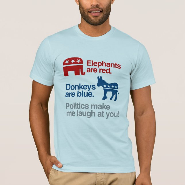CAMISETA ELEFANTES SÃO VERMELHOS. OS DONKEYS SÃO AZUIS. (Frente)