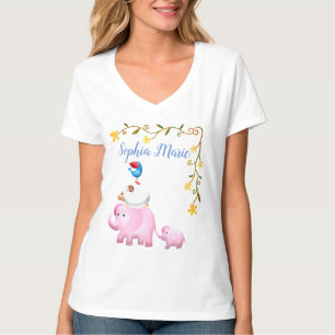 Camiseta Elefantes, Torre Animal de Ovinos e Pássaros