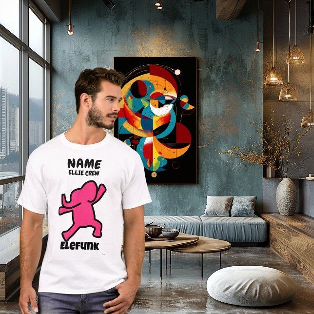 Camiseta Elefunk Funny Elephant - Design de Tripulação Pers (Criador carregado)