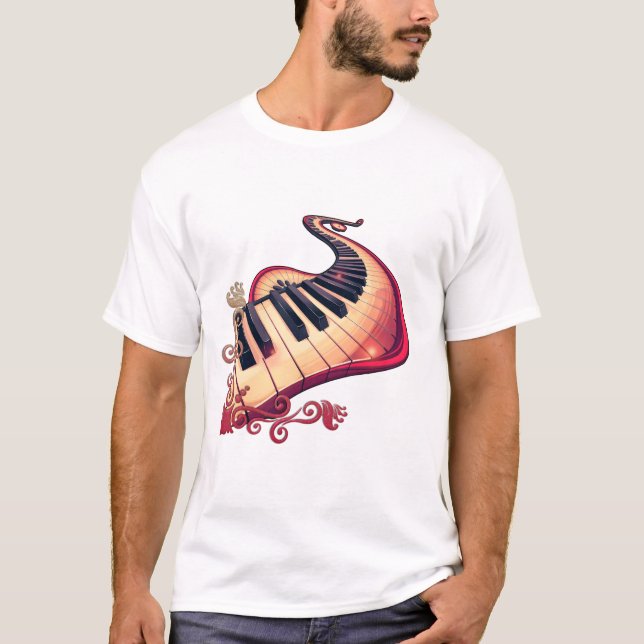 Camiseta Elegance in motion, the curved piano.  (Frente)