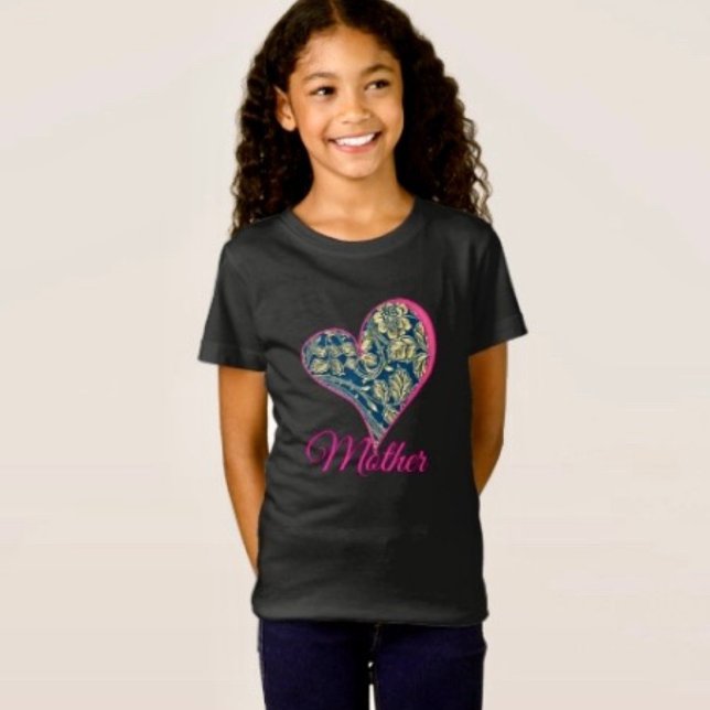 Camiseta Elegância Azul Dourada (Cute and comfy kids’ tee for Mother’s Day—perfect for celebrating Mom with big smiles.
)