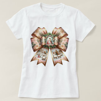 Camiseta Elegância de Natividade Dourada do rosa