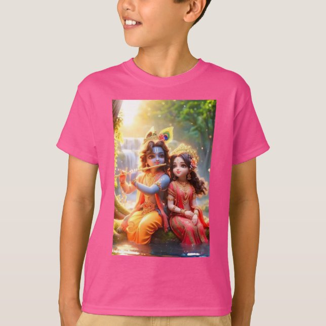 Camiseta Elegância divina: Impressão Radhe Krishna em T-Shi (Frente)