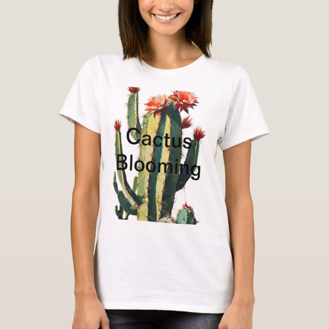 Camiseta Elegância do Deserto: Cactus Bloqueando (Frente)