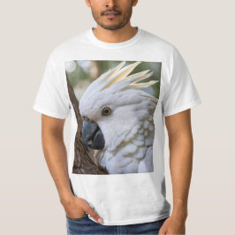 Camiseta Elegância em Branco: A Majestosa Cockatoo Aussie