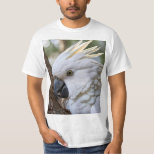 Camiseta Elegância em Branco: A Majestosa Cockatoo Aussie
