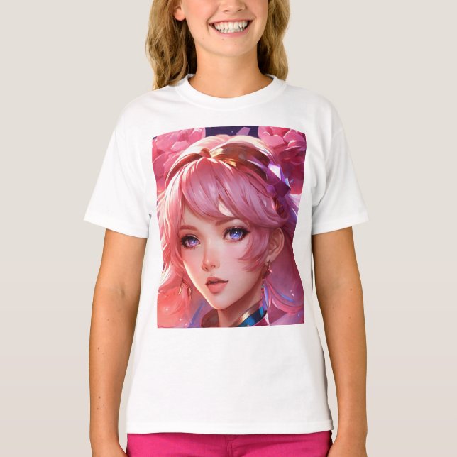 Camiseta Elegância Encantadora Anime Girl Animation Women's (Frente)