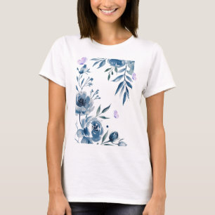 Camiseta Elegância Floral – Flores Pastéis Suaves