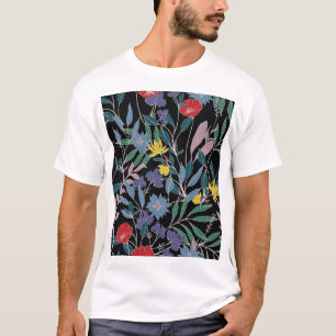 Camiseta Elegância Floral: Fundo Abstrato Vintage