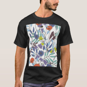 Camiseta Elegância Floral, Fundo de Abstrato Vintage.