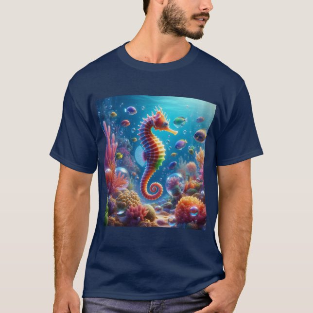 Camiseta Elegancia Marina: Caballito de Mar (Frente)