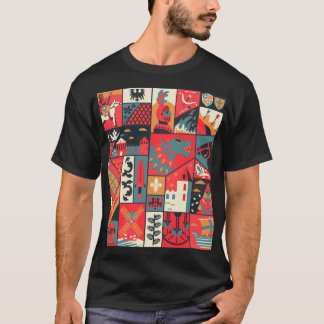 Camiseta Elegância medieval: Design de padrão sem costura
