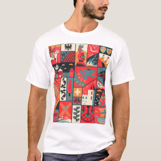 Camiseta Elegância medieval: Design de padrão sem costura