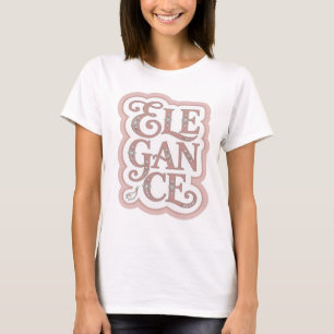 Camiseta ELEGÂNCIA Rosa JOCOSA Arte de Texto 3D