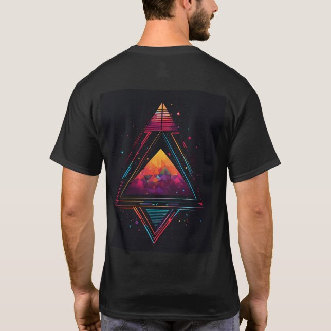 Camiseta "Elegância Triangular: Camisa-T de Geometria Moder (Verso)