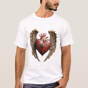 Camiseta Elegância vintage: um relógio e um coração elegant