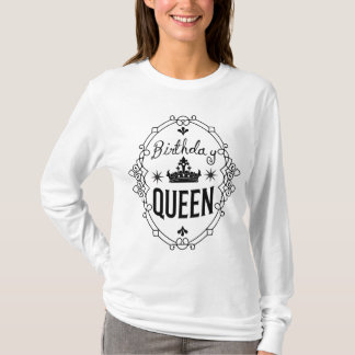 Camiseta Elegant Birthday Queen Crown Typography White